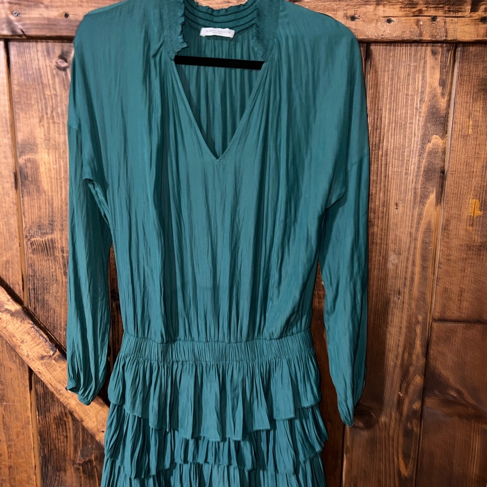 Ramy Brook Teal Long Sleeve Ruffle Dress - Picture 4 of 5